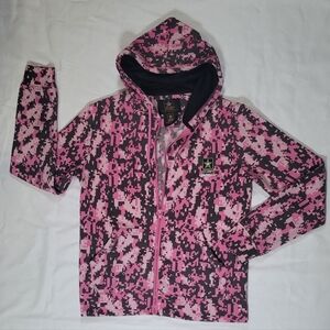 Pink Camo Zip-Down Jacket w/ Drawstring Hood